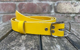 Plain leather 25mm wide belt with nickle plated steel buckle. Choice of 13 colours SBF24C