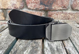 Buffalo leather belt & Slider Style Gunmetal Steel Buckle. 1 1/2" wide choice of colour