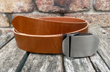 Buffalo leather belt & Slider Style Gunmetal Steel Buckle. 1 1/2" wide choice of colour