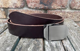 Buffalo leather belt & Slider Style Gunmetal Steel Buckle. 1 1/2" wide choice of colour