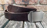 Buffalo leather belt & Slider Style Gunmetal Steel Buckle. 1 1/2" wide choice of colour