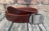 Buffalo leather belt & Slider Style Gunmetal Steel Buckle. 1 1/2" wide choice of colour