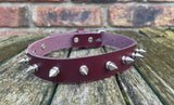 Spiked leather choker 1/2" to 2" spikes approx 19mm wide. Choice of 13 colours.