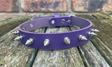 Spiked leather choker 1/2" to 2" spikes approx 19mm wide. Choice of 13 colours.