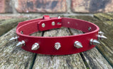 Spiked leather choker 1/2" to 2" spikes approx 19mm wide. Choice of 13 colours.