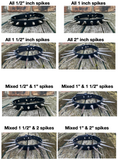 Spiked leather choker 1/2" to 2" spikes approx 19mm wide. Choice of 13 colours.