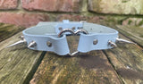 Spiked heart ring leather choker approx 19mm wide. Choice of 13 colours and spike size.