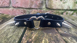Spiked heart ring leather choker approx 19mm wide. Choice of 13 colours and spike size.