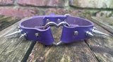 Spiked heart ring leather choker approx 19mm wide. Choice of 13 colours and spike size.