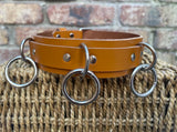 Leather triple o-ring choker 32mm wide locking or non locking. Choice of 13 colours.