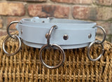 Leather triple o-ring choker 32mm wide locking or non locking. Choice of 13 colours.