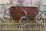Leather triple o-ring choker 32mm wide locking or non locking. Choice of 13 colours.