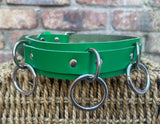 Leather triple o-ring choker 32mm wide locking or non locking. Choice of 13 colours.