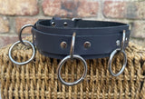 Leather triple o-ring choker 32mm wide locking or non locking. Choice of 13 colours.