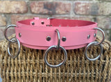 Leather triple o-ring choker 32mm wide locking or non locking. Choice of 13 colours.