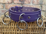 Leather triple o-ring choker 32mm wide locking or non locking. Choice of 13 colours.