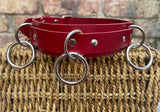 Leather triple o-ring choker 32mm wide locking or non locking. Choice of 13 colours.