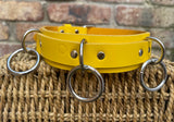 Leather triple o-ring choker 32mm wide locking or non locking. Choice of 13 colours.