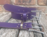 Plain leather belt with chrome plated zinc buckle. 38mm wide choice of colour XGJ805