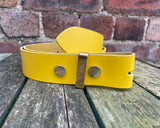 Yellow Leather Press Stud Snap Belt 3/4 - 2" Wide. Available with a choice of studs & loop.