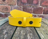 Yellow Leather Press Stud Snap Belt 3/4 - 2" Wide. Available with a choice of studs & loop.