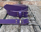 Plain leather belt with brushed nickel zinc buckle. 30mm wide choice of colour Z2498