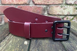 Plain leather 38mm wide belt with 2 prong black buckle. Choice of 13 colours