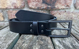 Plain leather belt with gunmetal buckle. 30mm wide choice of colour Z6724