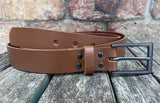 Plain leather belt with gunmetal buckle. 30mm wide choice of colour Z6724