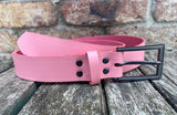 Plain leather belt with gunmetal buckle. 30mm wide choice of colour Z6724