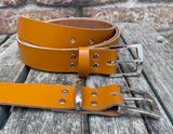Plain leather belt with nickel plated zinc buckle. 30mm wide choice of colour Z9913