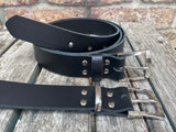 Plain leather 30mm wide belt with nickel plated zinc buckle. Choice of 13 colours Z9913
