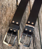 Plain leather belt with nickel plated zinc buckle. 30mm wide choice of colour Z9913