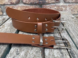 Plain leather 30mm wide belt with nickel plated zinc buckle. Choice of 13 colours Z9913