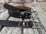 Plain leather belt with nickel plated zinc buckle. 30mm wide choice of colour Z9913