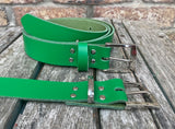 Plain leather 30mm wide belt with nickel plated zinc buckle. Choice of 13 colours Z9913