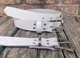 Plain leather 30mm wide belt with nickel plated zinc buckle. Choice of 13 colours Z9913