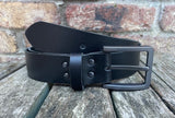 Plain leather 38mm wide belt with gunmetal buckle. Choice of 13 colours ZK1776