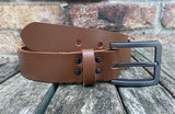 Plain leather 38mm wide belt with gunmetal buckle. Choice of 13 colours ZK1776