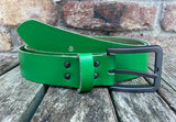 Plain leather belt with gunmetal buckle. 38mm wide choice of colour ZK1776