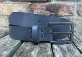 Plain leather belt with gunmetal buckle. 38mm wide choice of colour ZK1776