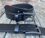 Plain leather 38mm wide belt with gunmetal buckle. Choice of 13 colours ZK1776