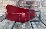 Plain leather 38mm wide belt with gunmetal buckle. Choice of 13 colours ZK1776