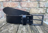Buffalo leather 38mm wide belt with brushed gunmetal zinc buckle. Choice of 9 colours (ZK1776)