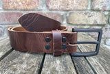 Buffalo leather 38mm wide belt with brushed gunmetal zinc buckle. Choice of 9 colours (ZK1776)