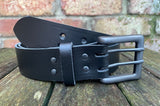 Plain leather 38mm wide belt with 2 prong gunmetal buckle. Choice of 13 colours