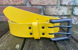 Plain leather 38mm wide belt with 2 prong gunmetal buckle. Choice of 13 colours