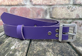 Plain leather 24mm wide belt with steel flat buckle in antique nickel finish. Choice of 12 colours