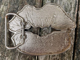 Union Jack lips metal belt buckle BK06