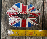 Union Jack lips metal belt buckle BK06
